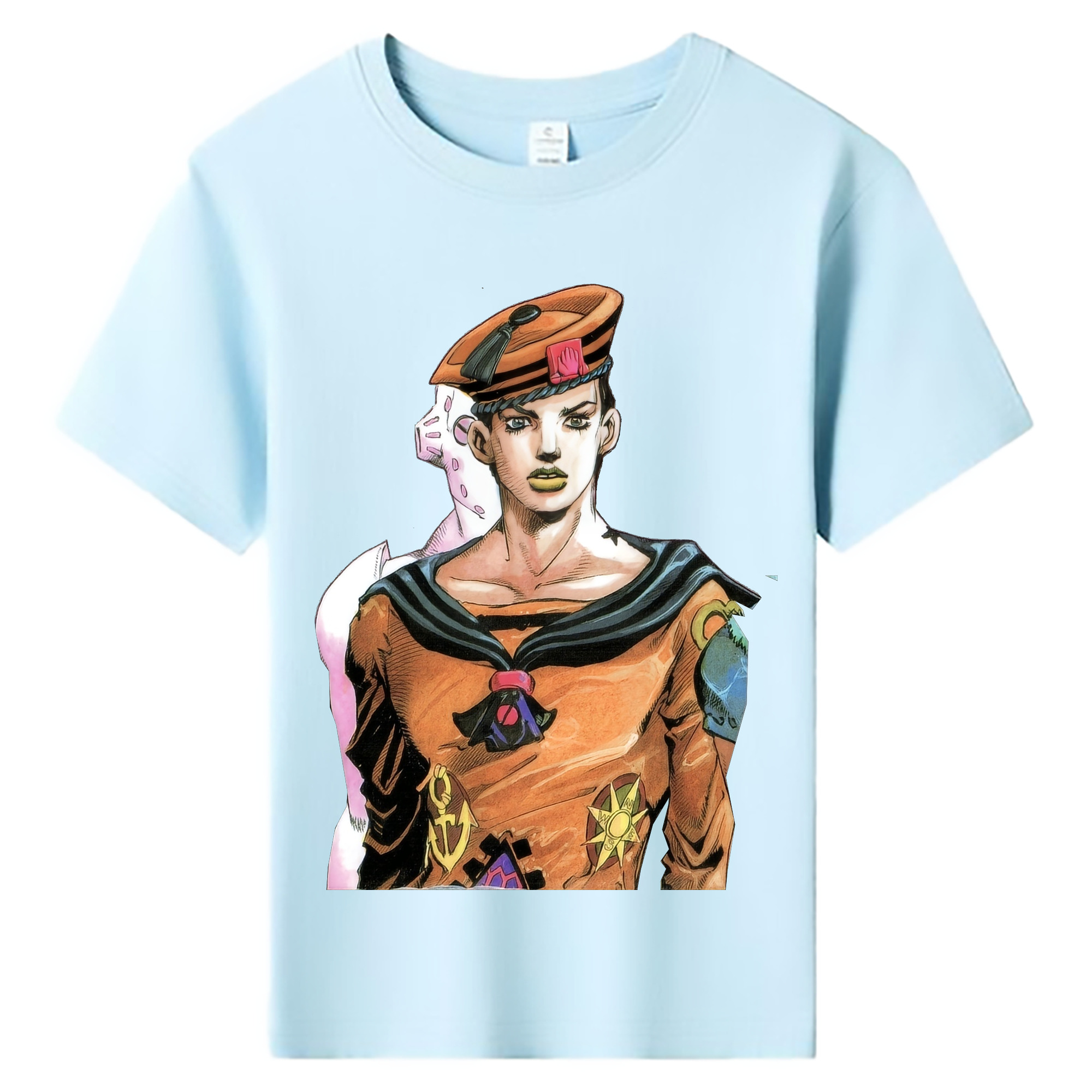 （画像用） ジョジョの奇妙な冒険 東方定助 JoJo's Bizarre Adventure Higashikata Josuke 綿100％キッズTシャツ（フロントプリント）